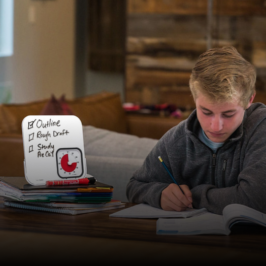 Teenager using Time Timer to study